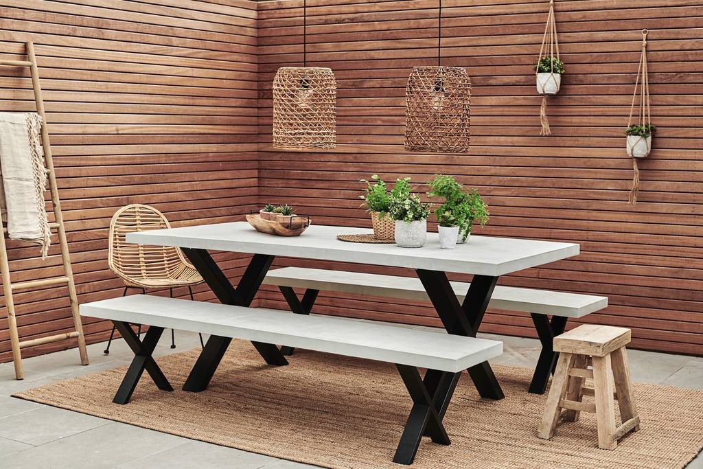 Concrete Outdoor/Indoor Dining Table With X Frame By Rust Collections