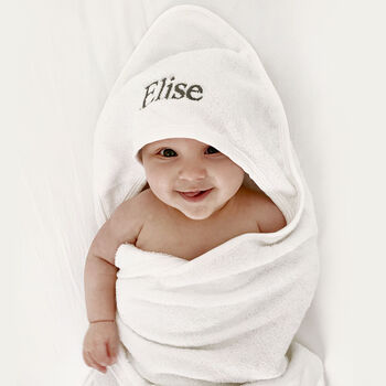 Personalised White Hooded Baby Towel, 2 of 5