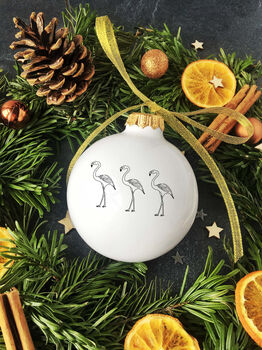 Funny Christmas Bauble With Flamingos, 2 of 6