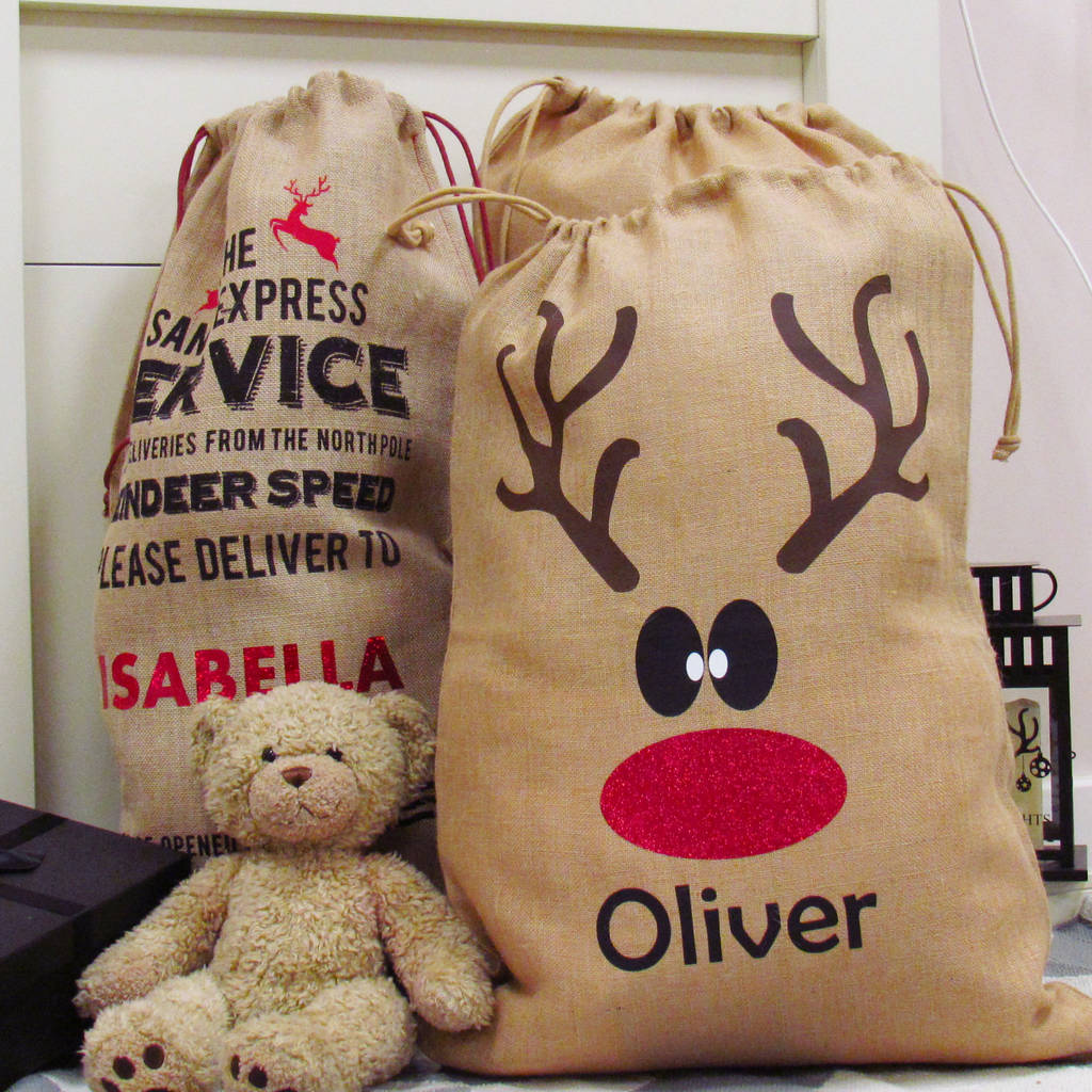 Personalised Reindeer Christmas Santa Sack By Perfect Personalised Gifts