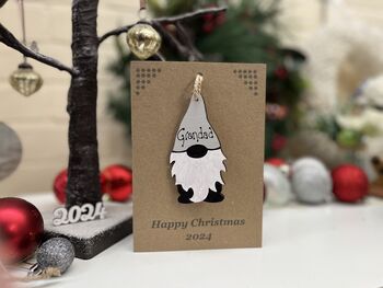 Personalised Grandson Decoration Gnome Christmas Card, 3 of 6