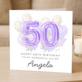 50th Birthday Card For Sister, Custom Gift For Women, 2 of 8