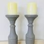 Pair Of Extra Large Vintage Painted Pillar Candlesticks, thumbnail 4 of 6
