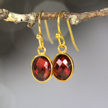 Red Garnet Earrings In Gold, January Birthstone Gift, 2 of 10