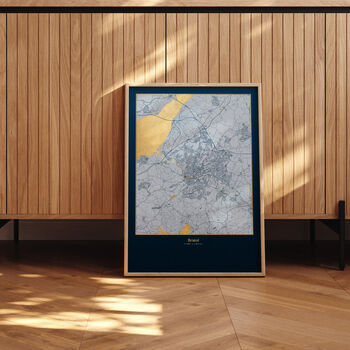 Personalised Map Print With Gold Leaf, 5 of 8