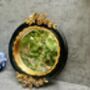 16cm Round Wall Mirror Black Frame With Gold Flower Detail, thumbnail 5 of 9