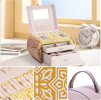 Modern Yellow Jewellery Organiser Travel Box, 5 of 7