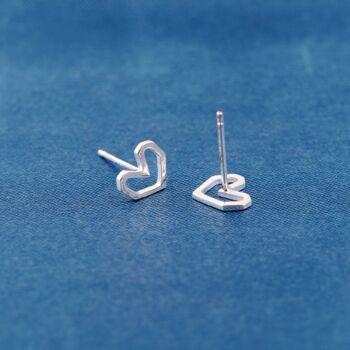 Silver Heart Stud Earrings, 4 of 8