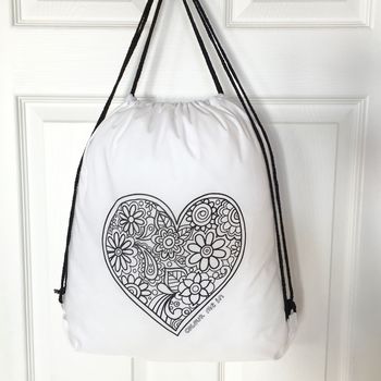 Drawstring Bag To Colour In With Heart, 2 of 7