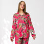 Giraffe And Leopard Print 100% Cotton Ladies Pyjamas In Pink, thumbnail 1 of 11