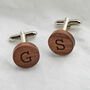 Personalised Wooden Round Cufflinks, thumbnail 2 of 5