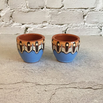 Pair Of Stoneware Egg Cups In Sky Blue Colour, 4 of 4