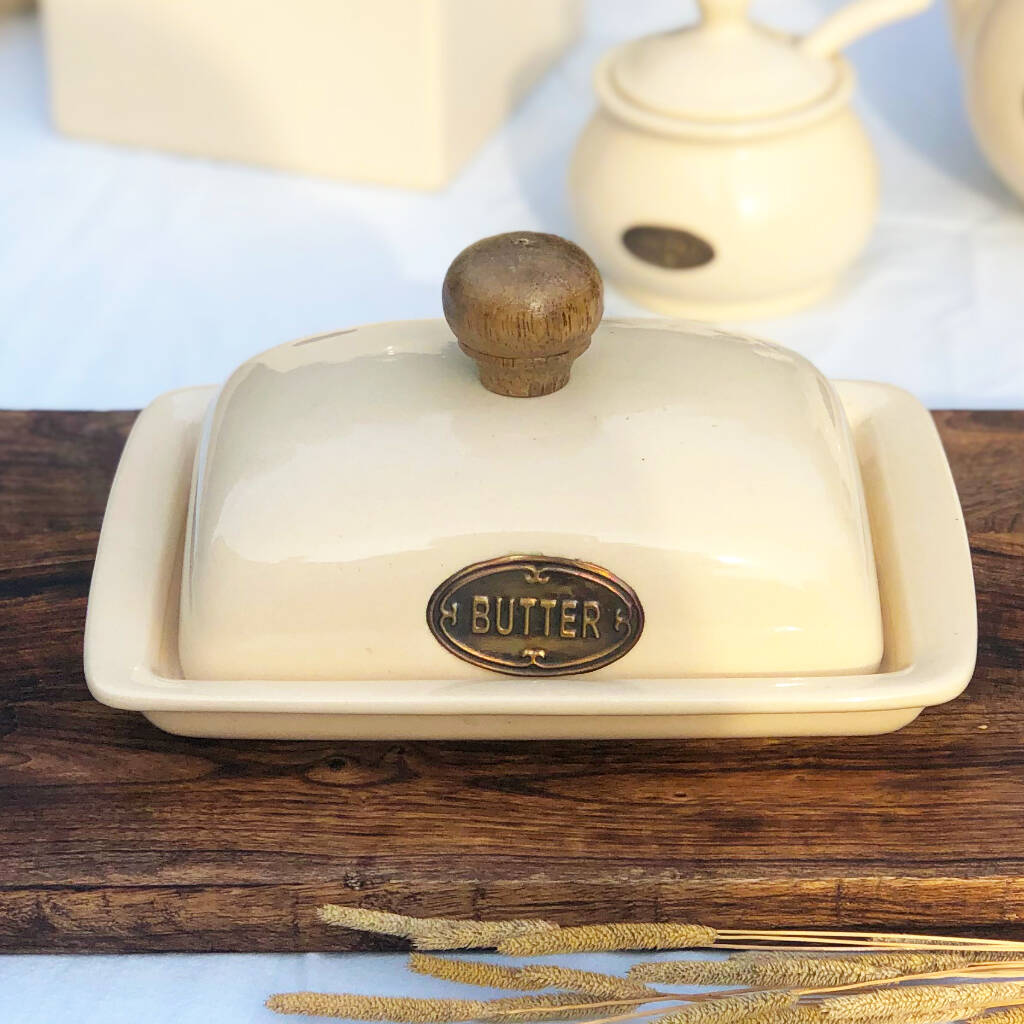 Cream Ceramic Butter Dish Butter Tray With Lid By The Happy Place