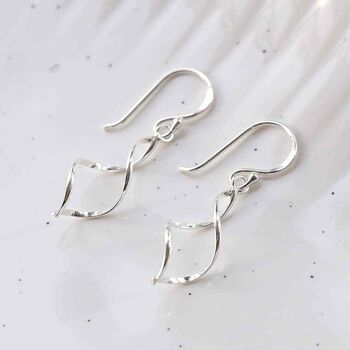 Sterling Silver Dangly Simple Twist Earrings, 2 of 6