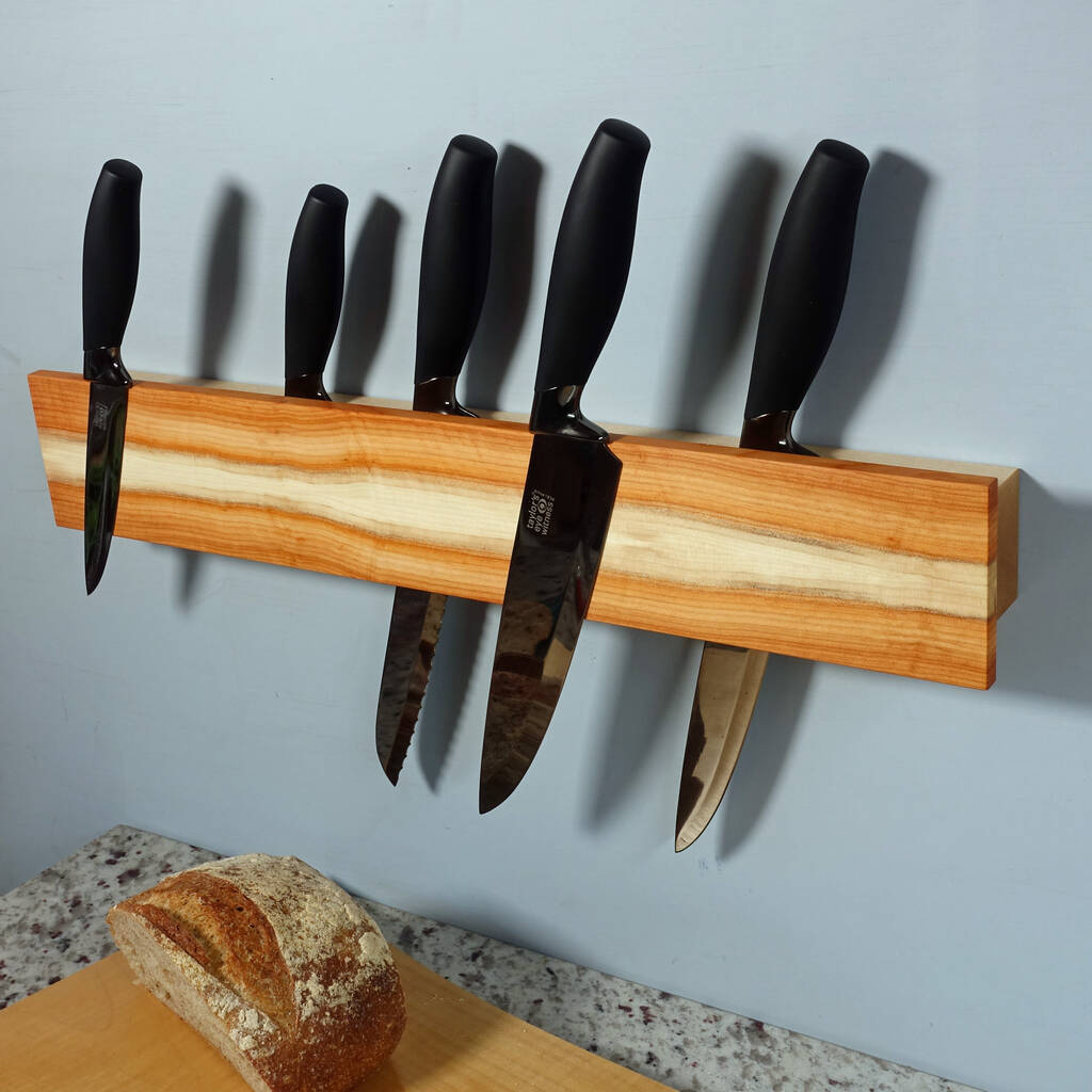 Magnetic Knife Rack In Yew With Additional Slots, 1 of 5