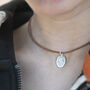 Oval St Christopher On Leather Necklace, thumbnail 1 of 8