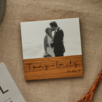 Personalised Wooden Photo Coaster Couples, 2 of 7