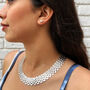Silver Plated Mesh Chain Statement Necklace, thumbnail 1 of 7