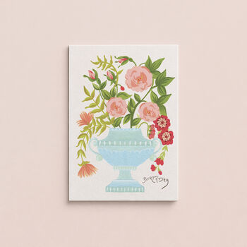Hand Painted Floral Urn Birthday Card, 2 of 2