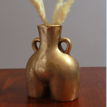 G Decor Antique Brass Styled Ceramic Female Shaped Vase, 2 of 6
