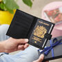 Luxury Leather Passport Holder With Hot Stamped Personalisation And/Or Engraved Message, thumbnail 2 of 7