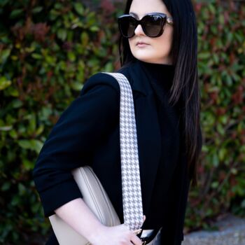 Taupe Dogtooth Bag Strap | Extra Long Crossbody Replacement Bag Strap, 3 of 3