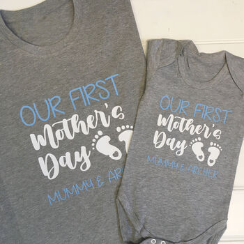 Personalised Our First Mother's Day T Shirt Set, 4 of 9