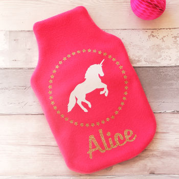 Personalised Sparkly Unicorn Hot Water Bottle Cover, 6 of 6