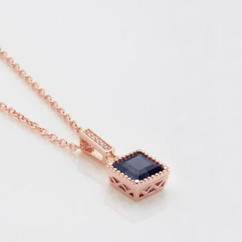 Sapphire 18k Rose Gold Plated Square Necklace, 2 of 4