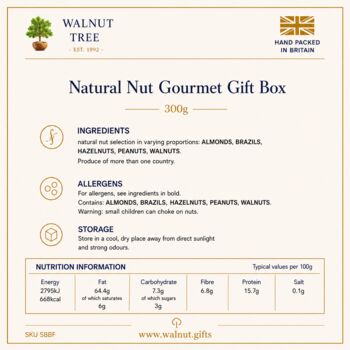 Luxury Vegan Natural Nut Selection Gift Box – 300g, 5 of 8