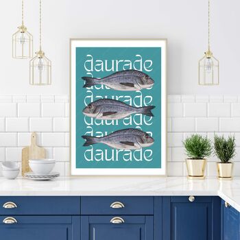 Sea Bream Print On Typography Background, 2 of 4