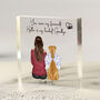 Custom Pet Memorial Gift For Her – Female And Dog Or Cat Illustration On Acrylic Block, thumbnail 1 of 8