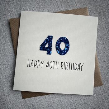 Personalised Happy 40th Glitter Milestone Birthday Card, 5 of 6