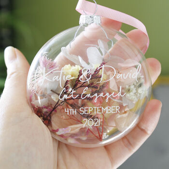 Engagement Floral Glass Bauble Hanging Decoration, 2 of 6