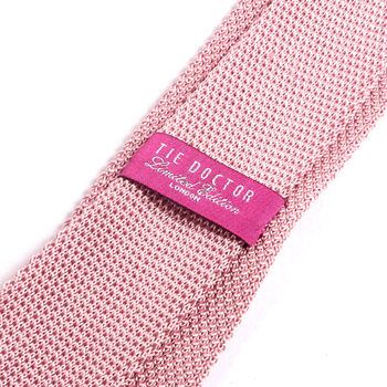 Pink Pointed Silk Knitted Tie 7cm, 3 of 3