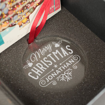 Christmas Holly And Snowflake Highball Glass And Gift Boxed Set, 8 of 9