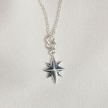 North Star Delicate Charm Celestial Silver Necklace, 2 of 3