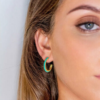 Halo Radiance Turquoise Earrings Gold Plated, 3 of 12