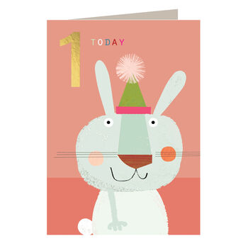 Gold Foiled Rabbit 1st Birthday Card, 2 of 5