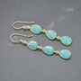 Amazonite Gold Plated Sterling Silver Drop Earrings, thumbnail 3 of 7
