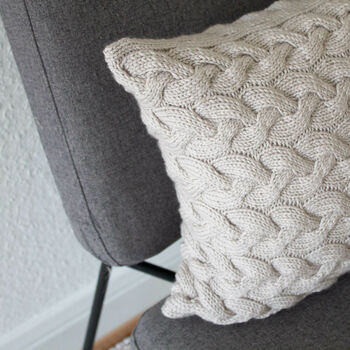 Contemporary Cable Cushion Hand Knit In Grey, 5 of 6