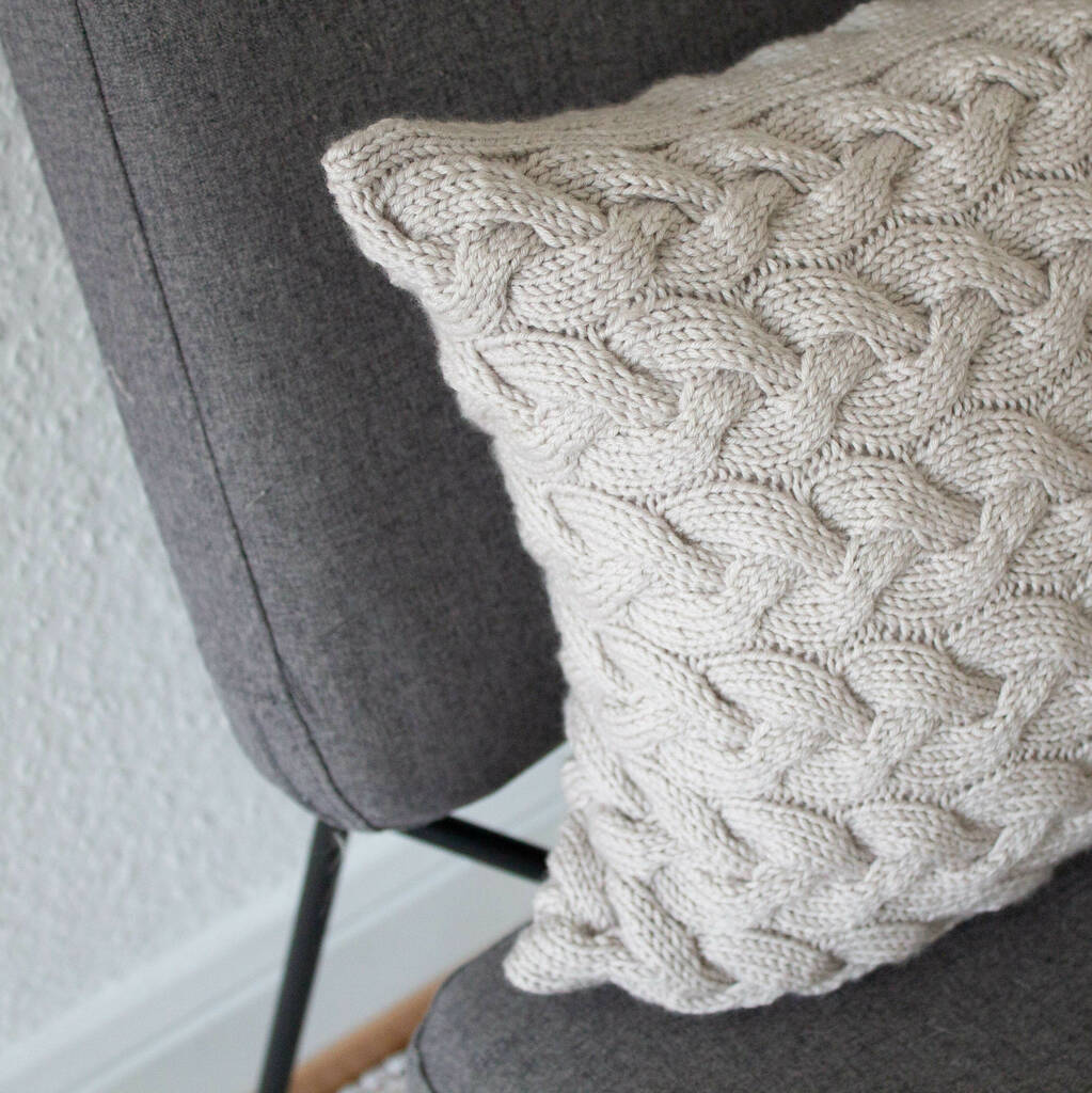 Contemporary Cable Cushion Hand Knit In Grey By StrikkStrikk Handknits ...