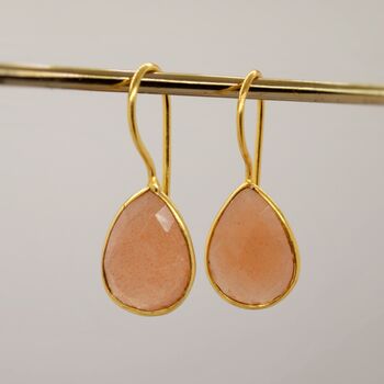 Peach Moonstone Sterling Silver Earrings, 2 of 9
