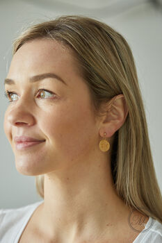 Handmade 24k Gold Plated Coin Earrings With Ear Posts, 3 of 10