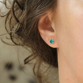 Teal Green Crystal Stud Earrings In Gold Or Silver, 9 of 13