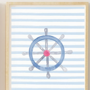 Sail Boat Nautical Nursery Art Print Set, 4 of 4