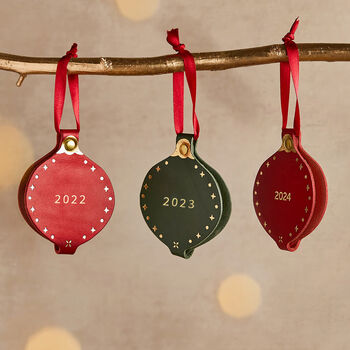 Personalised 2024 Memories Leather Photo Bauble, 2 of 3