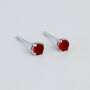 Sterling Silver Red Crystal Stud Earrings, thumbnail 2 of 4