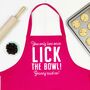 'Lick The Bowl' Personalised Kids Apron, thumbnail 3 of 8