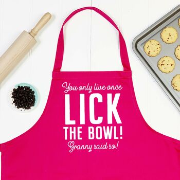 'Lick The Bowl' Personalised Kids Apron, 3 of 8